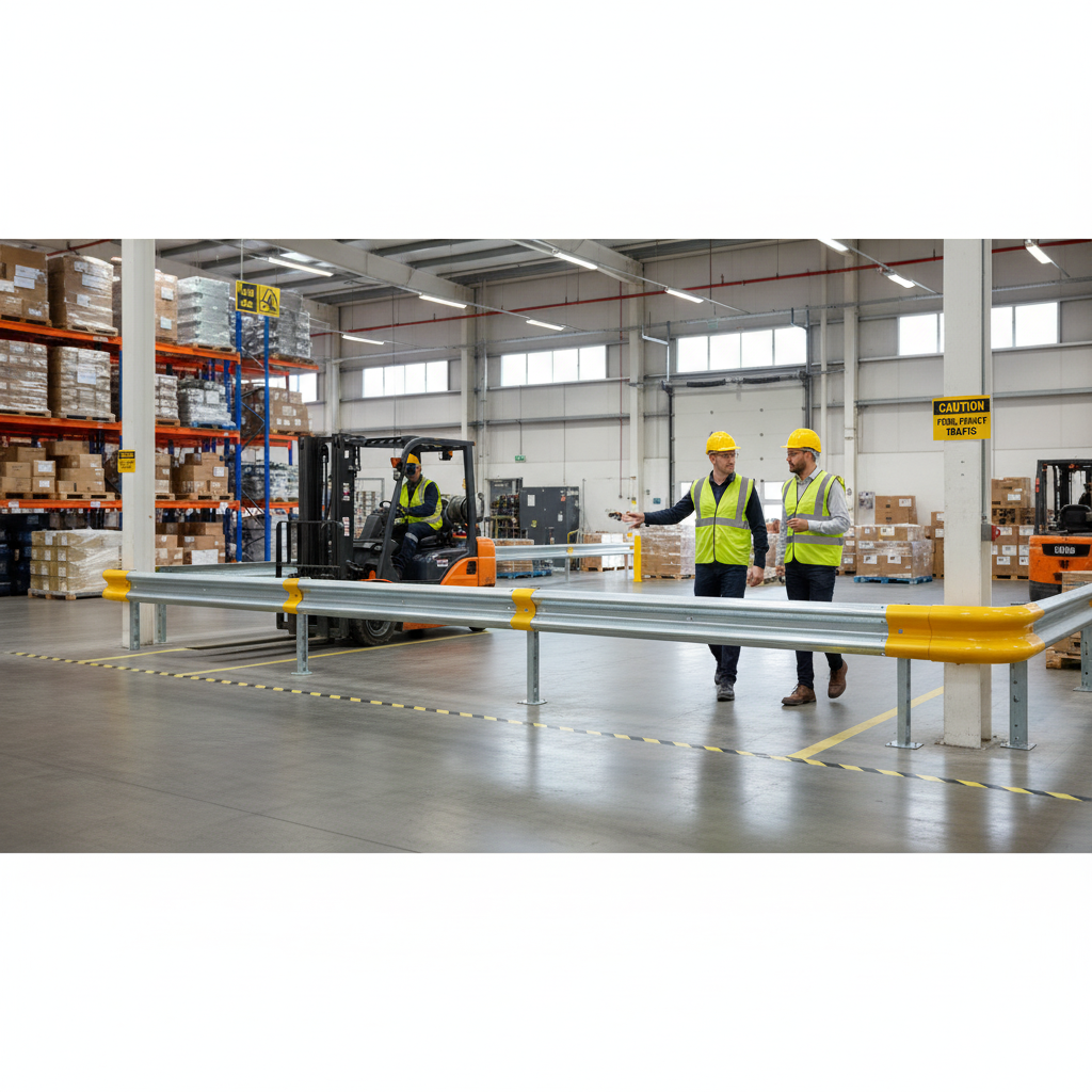 Premium Armco Barrier Kit with Posts, Fixings, and End Caps for 1.6m Protection - High-Quality... - side view | Barriers Co