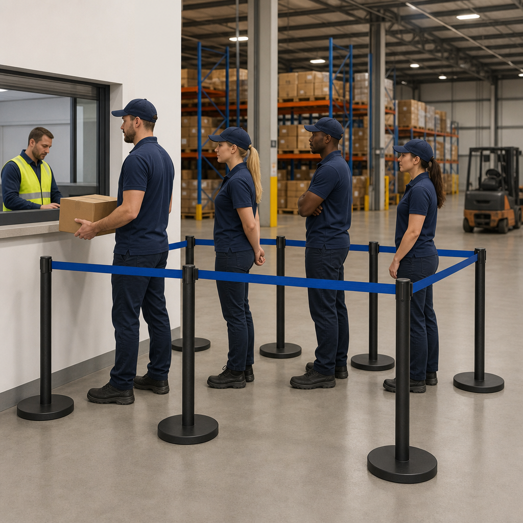 Belt Stanchion Set with 3m Blue Belt for Event Management (Pack of 6)