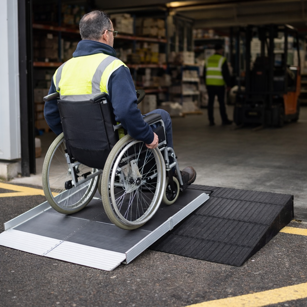 Folding Aluminium & Rubber Threshold Ramp – 2ft-8ft – Drive-In System – Wheelchair Access