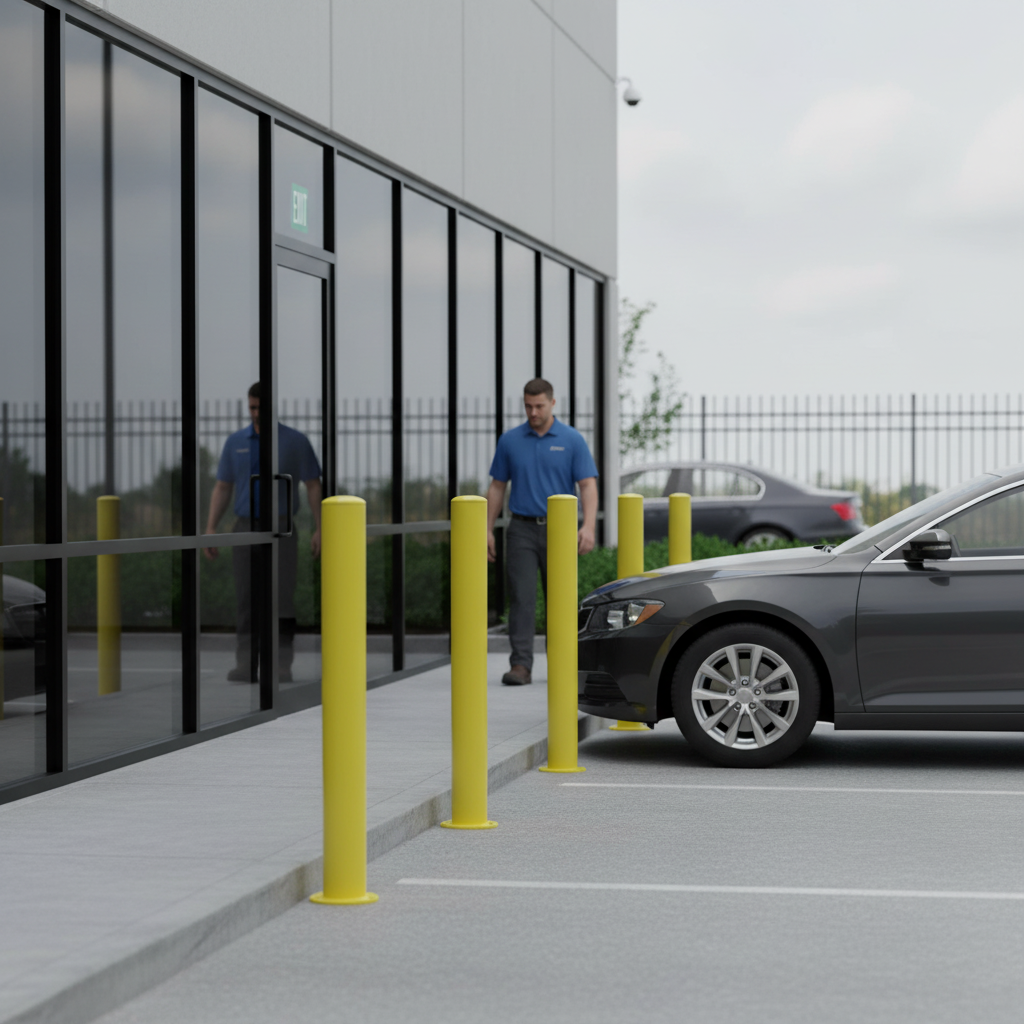 Premium Heavy Duty Fixed Yellow Steel Bollard 1000mm for Traffic Control and Parking Protection