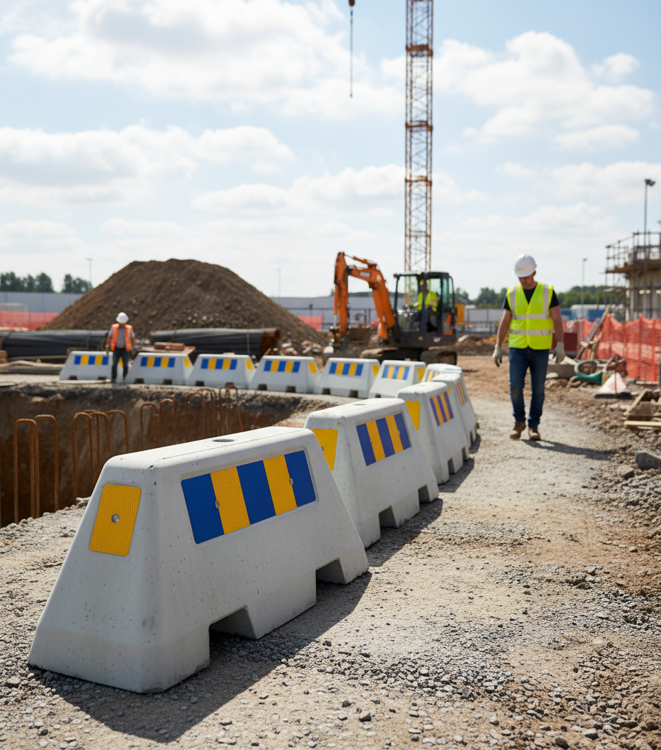 Premium Heavy Duty Concrete Barrier for Construction and Parking - 290kg, 48cm Height with Optional Reflective Plates