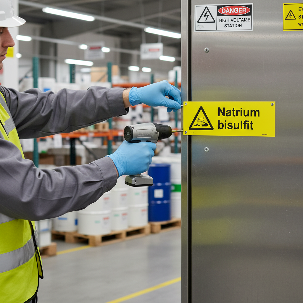 Premium Warning Sign for Sodium Bisulfite - Durable Material Options with Easy Installation and High Visibility