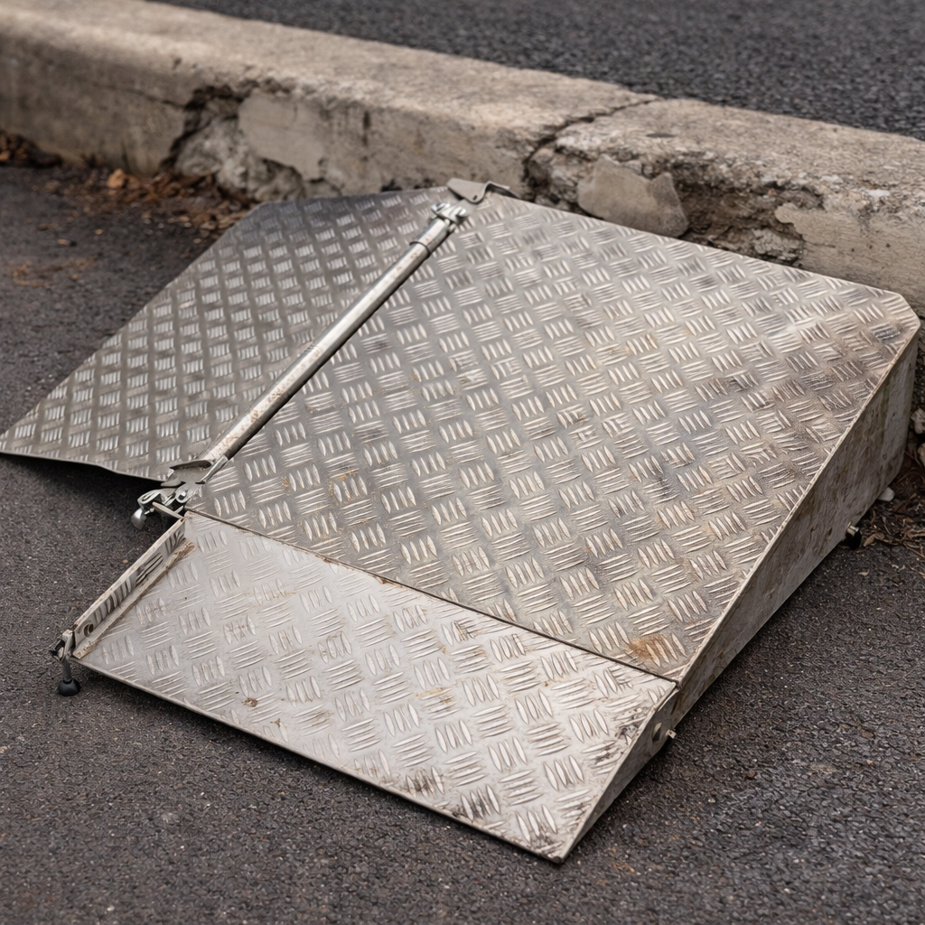 Folding Drive-In Ramp – 800mm + 450mm x 750mm – Adjustable – Threshold Access