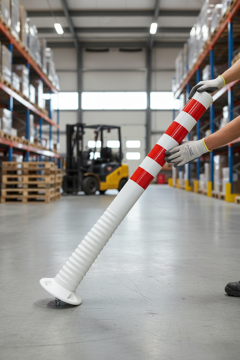 Premium Flexible Traffic Post 1000 mm - Polyurethane Construction with Reflective Sleeves for Visibility