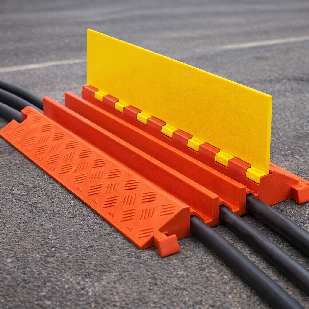 3 Channel Cable Protector – Orange/Yellow – Heavy Duty – Industrial Use
