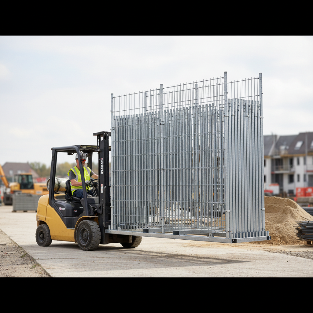Heavy Duty Steel Pallet for Safe Storage and Transport of 25 Mobile Fences - High-Quality Professional Grade for Industrial and Commercial Applicat...