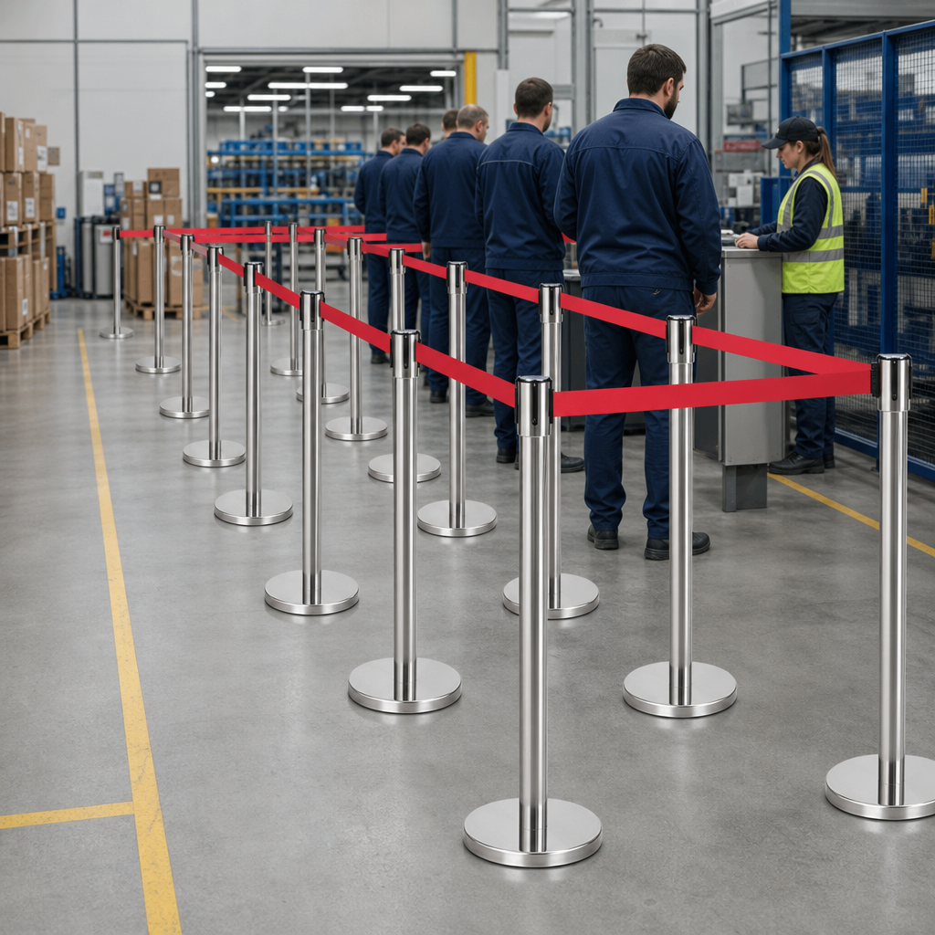 Belt Stanchions with Retractable Red Belt for Event Management (Pack of 20)
