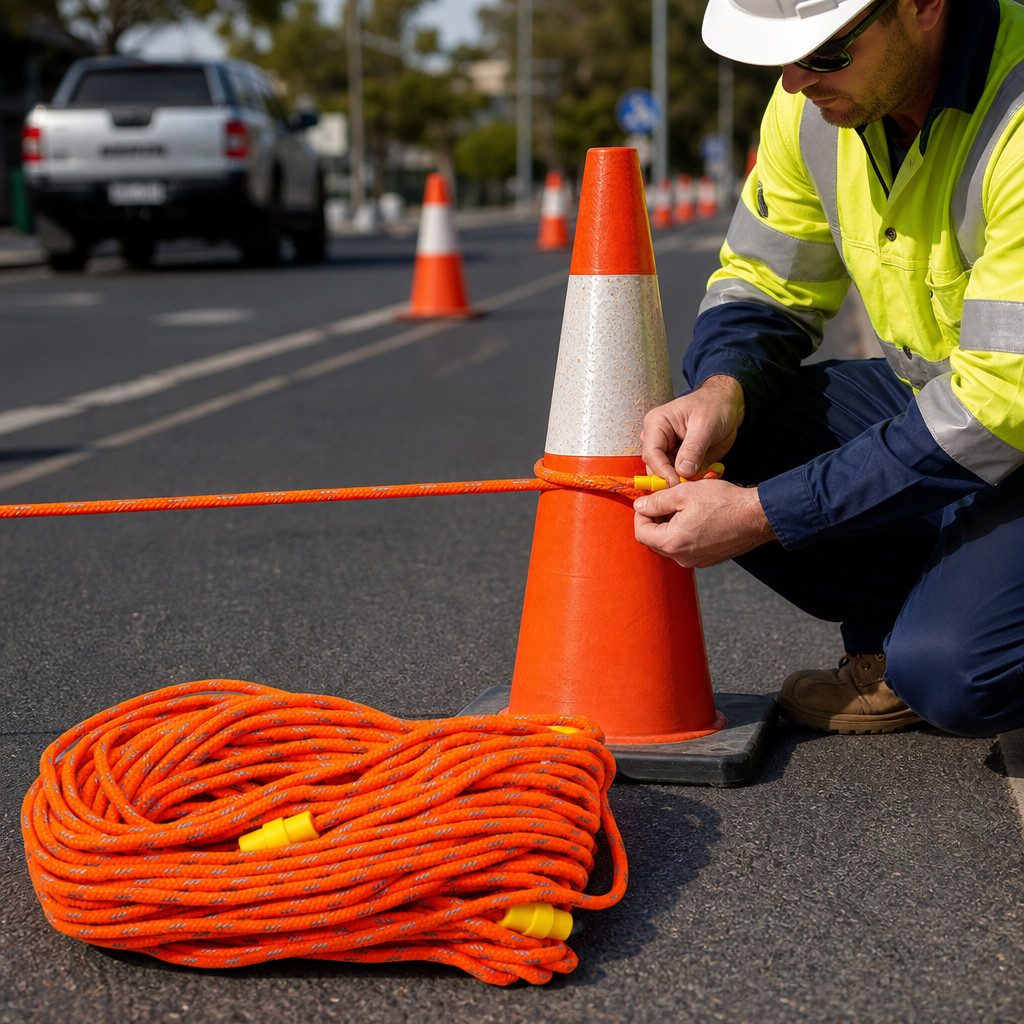 High Visibility Orange Modular Rope System 18m for Traffic Management