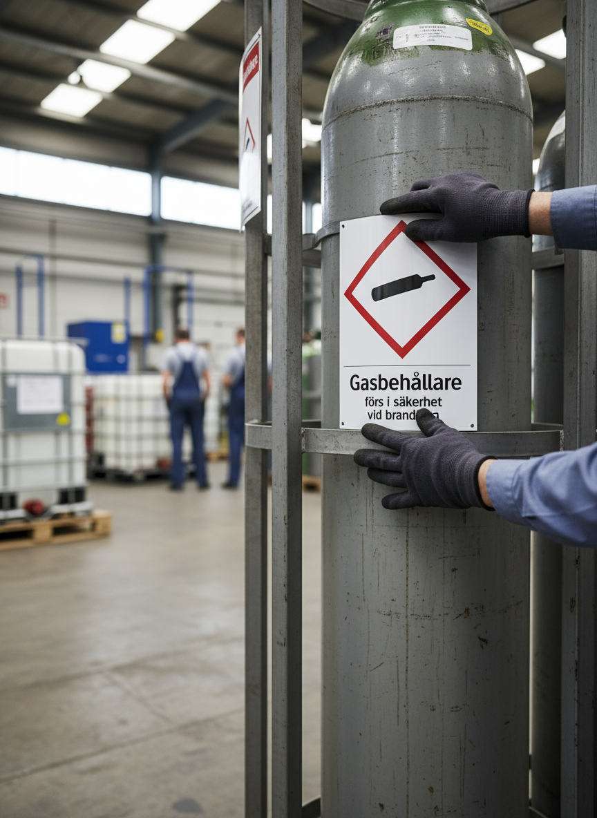 Premium Safety Warning Sign for Gas Cylinders - Durable PVC, Magnetic, and Adhesive Options Available in Multiple Sizes