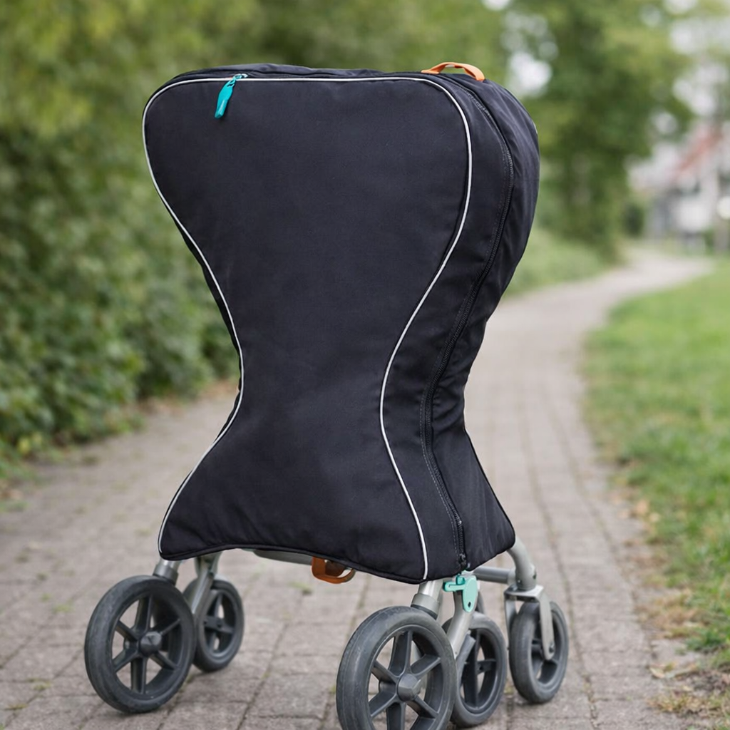 Rollator Transport Bag – White – Easy Zip Closure – Mobility Aid