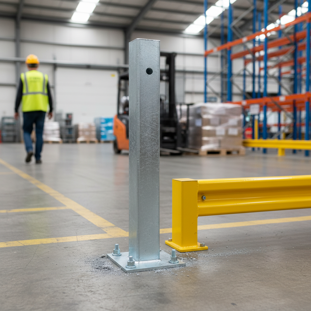 Premium 760mm Tall Z Section Bolt Down Barrier Post - Heavy Duty Galvanised Steel for Vehicle Protection in Car Parks and War
