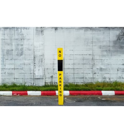 Heavy Duty Removable Security Bollard – Bright Yellow with "NO PARKING" Warning | Anti-Theft Driveway & Parking Post