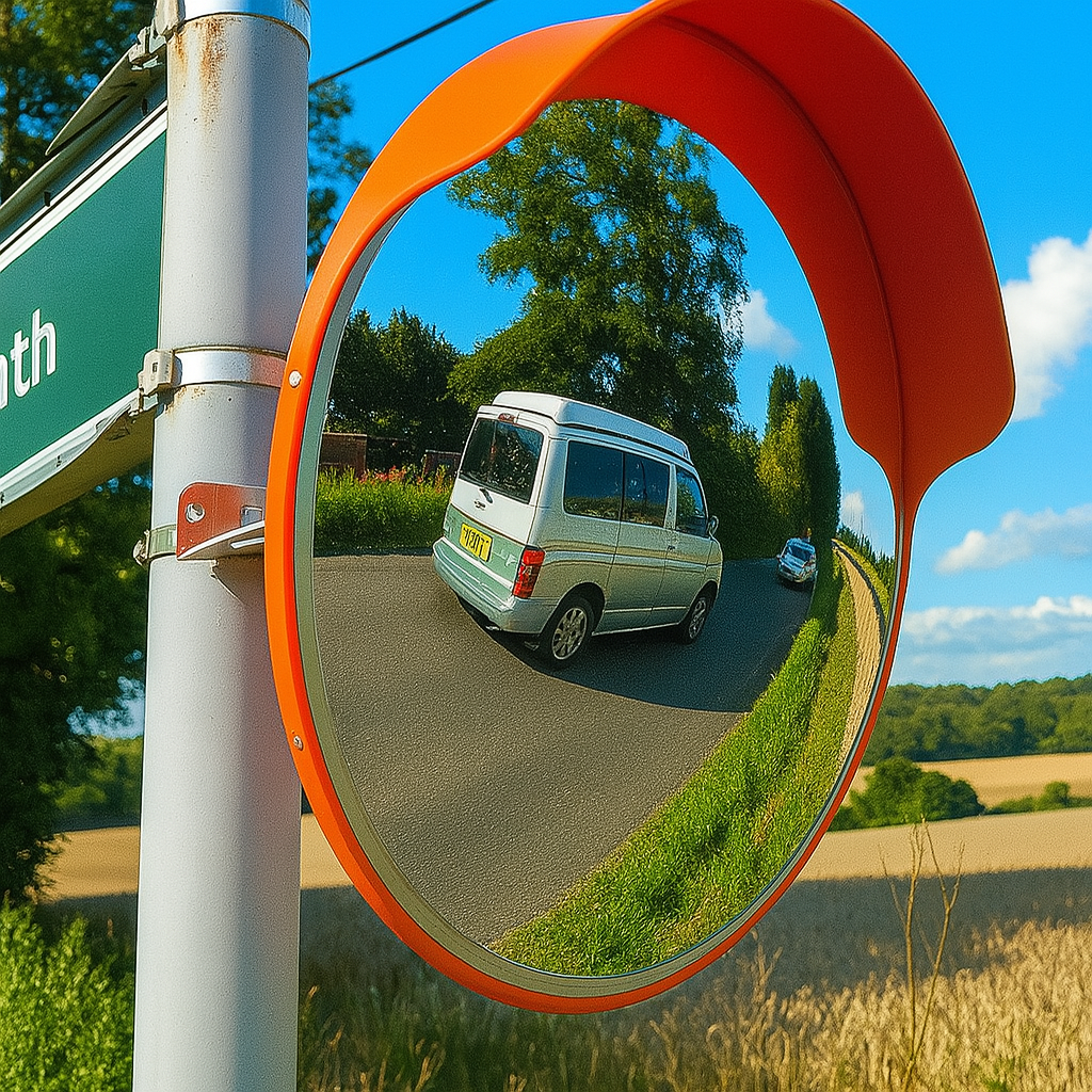https://barriersco.co.uk/products/plastic-outdoor-traffic-convex-mirror-orange 1