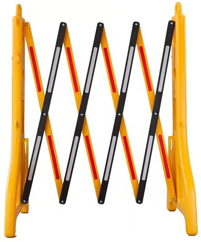 High-Visibility Expandable Plastic Safety Barrier | Yellow & Black with Reflective Strips