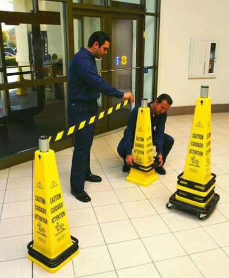 Portable Barricade “Caution” Safety Cone System – Compact, Modular Traffic & Hazard Control (101 cm × 32 cm × 32 cm
