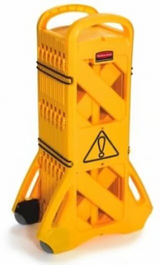 Rubbermaid 13 ft Portable Mobile Safety Barrier – Lightweight, Foldable, Yellow