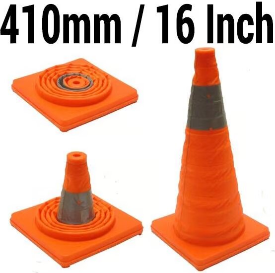 410 mm (16″) Collapsible High-Visibility Safety Cone – Durable Solid Base, Reflective Band, Space-Saving Design