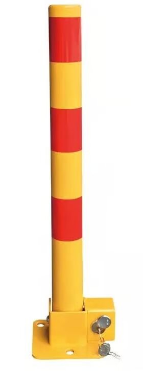 Compact Folding Parking Post – 600 mm Height | High-Visibility Yellow with Reflective Strips | Secure with Keys