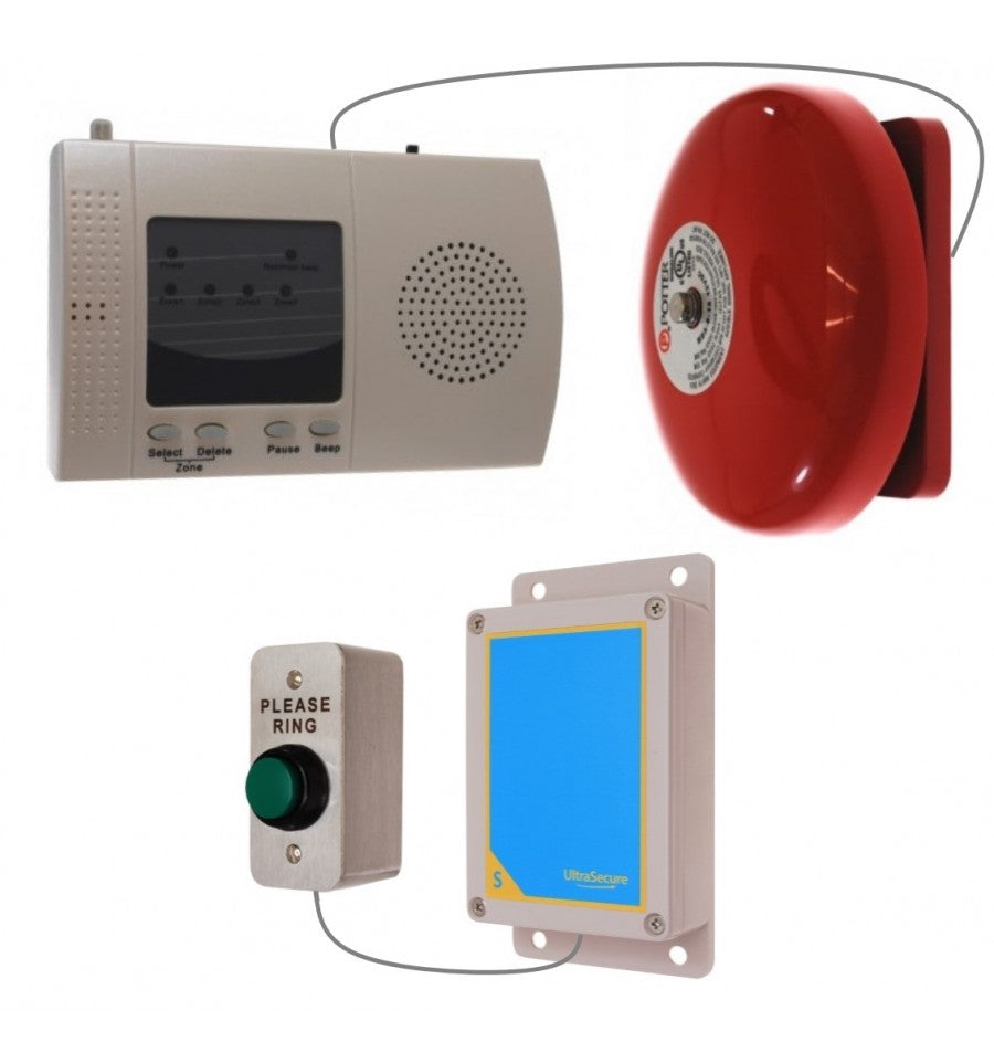 Long-Range 900 m Industrial Wireless Warehouse Doorbell Kit – Heavy-Duty Push Button + Loud Wired Bell + Internal Receiver (DA600+)