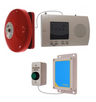 Long-Range 900 m Industrial Wireless Warehouse Doorbell Kit – Heavy-Duty Push Button + Loud Wired Bell + Internal Receiver (DA600+)