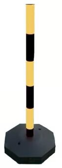 Compact Black & Yellow Safety Post with Octagonal Base – High-Visibility, Lightweight & Versatile