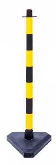 Premium Yellow & Black Chain Safety Post – Concrete-Filled Base | Ultra-Stable & High-Visibility