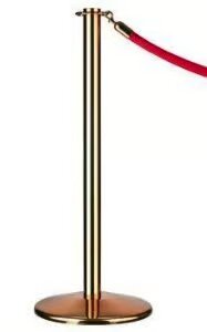 Prestige Heavy-Duty Metal Queue Barrier Post – 5 kg Weighted Base (Brass or Chrome Finish)