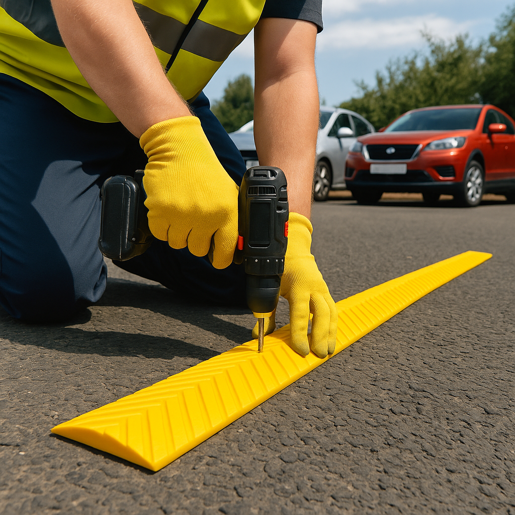 Plastic Traffic Calming Rumble Strip – High-Visibility Driveway & Car Park Lane Divider (with Fixings)