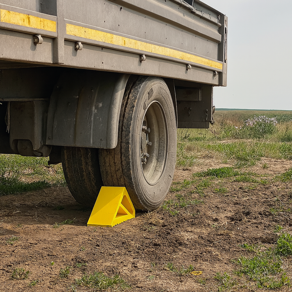 Heavy-Duty Rubber Wheel Chock for LGVs & Trailers – Anti-Slip Tyre Stopper for HGVs, Lorries & Plant Vehicles