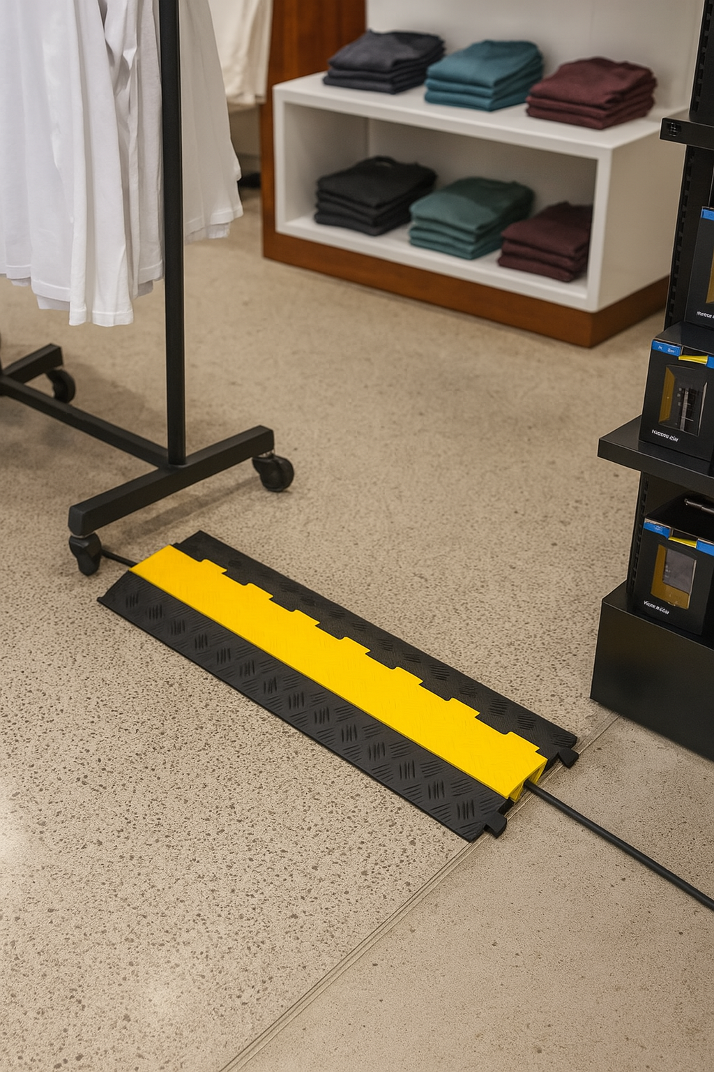 Heavy-Duty 2-Channel Pedestrian Cable Protector – Outdoor & Indoor Floor Cable Cover Ramp for Safety, Events, and Worksites