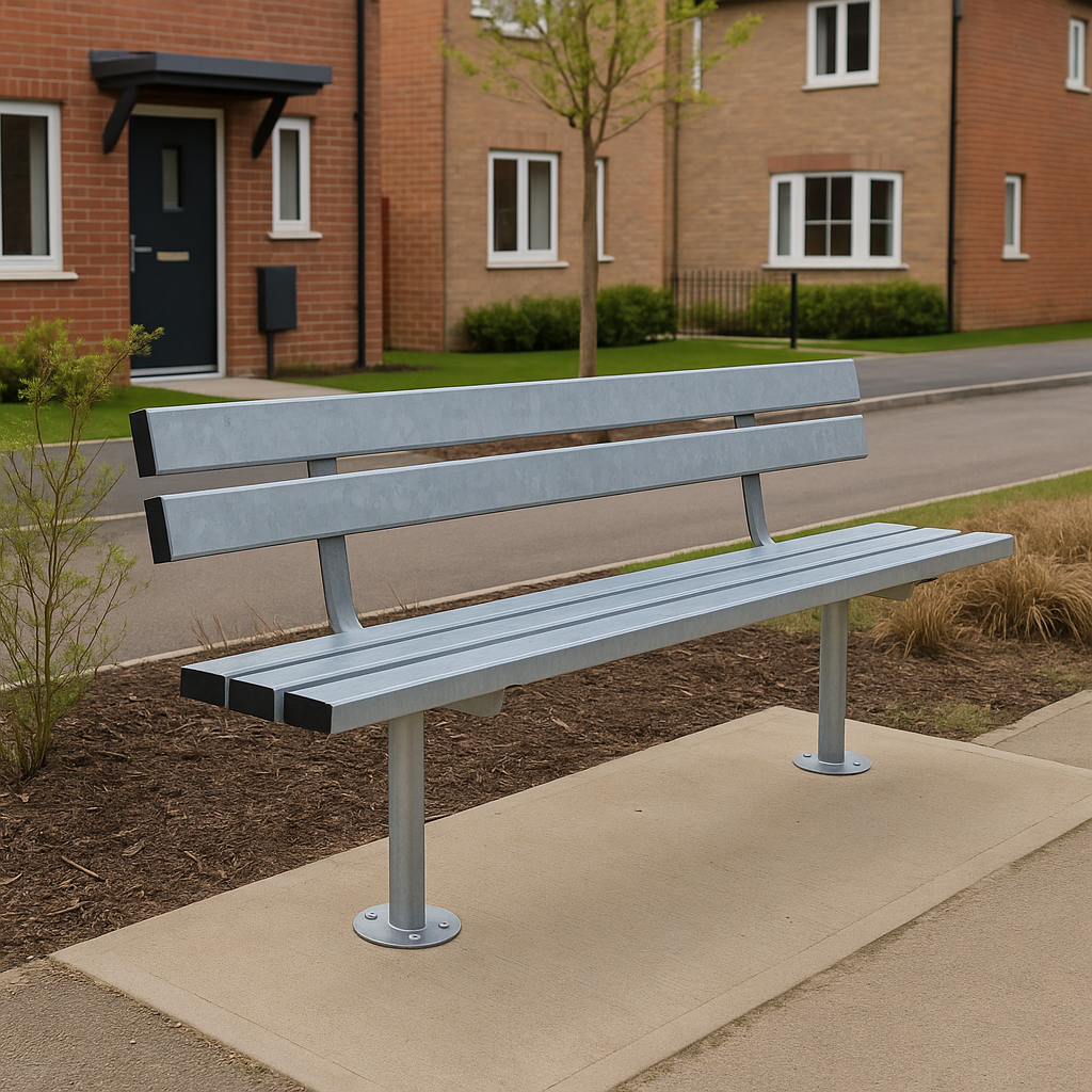 Vantrex 1800mm Galvanised Steel Outdoor Bench 2