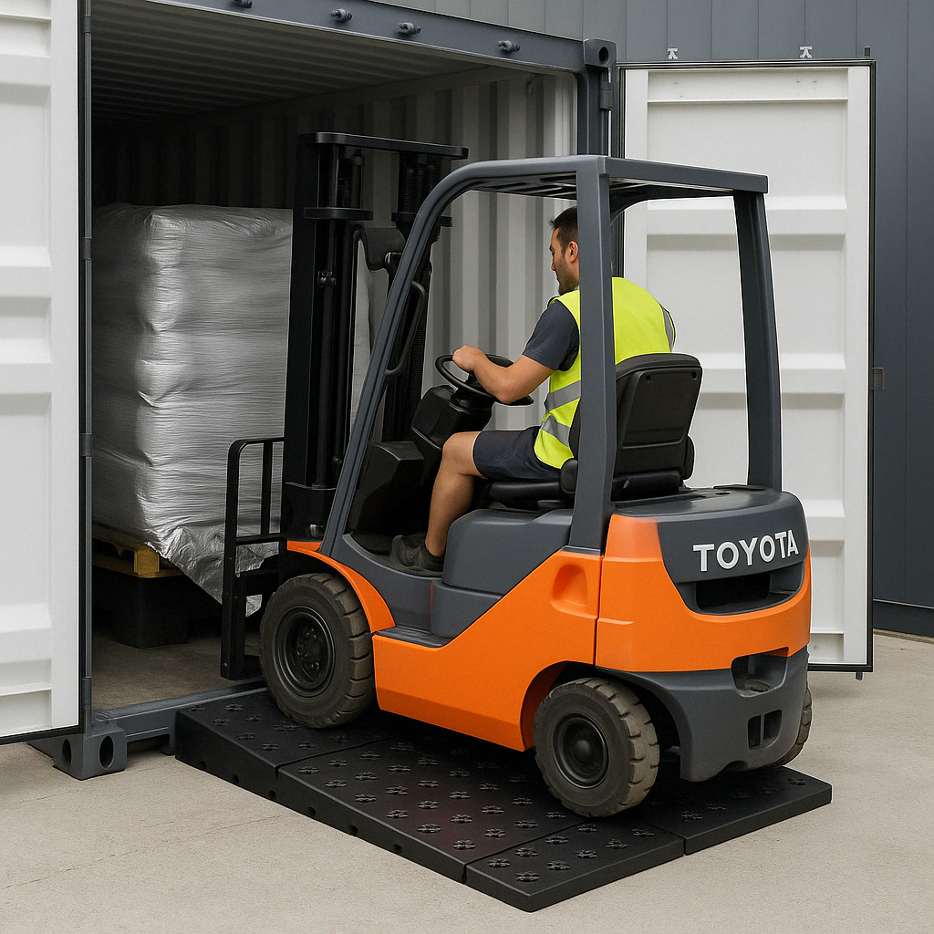 Heavy-Duty Rubber Container Ramp (150mm - 300mm) for Safe and Efficient Loading