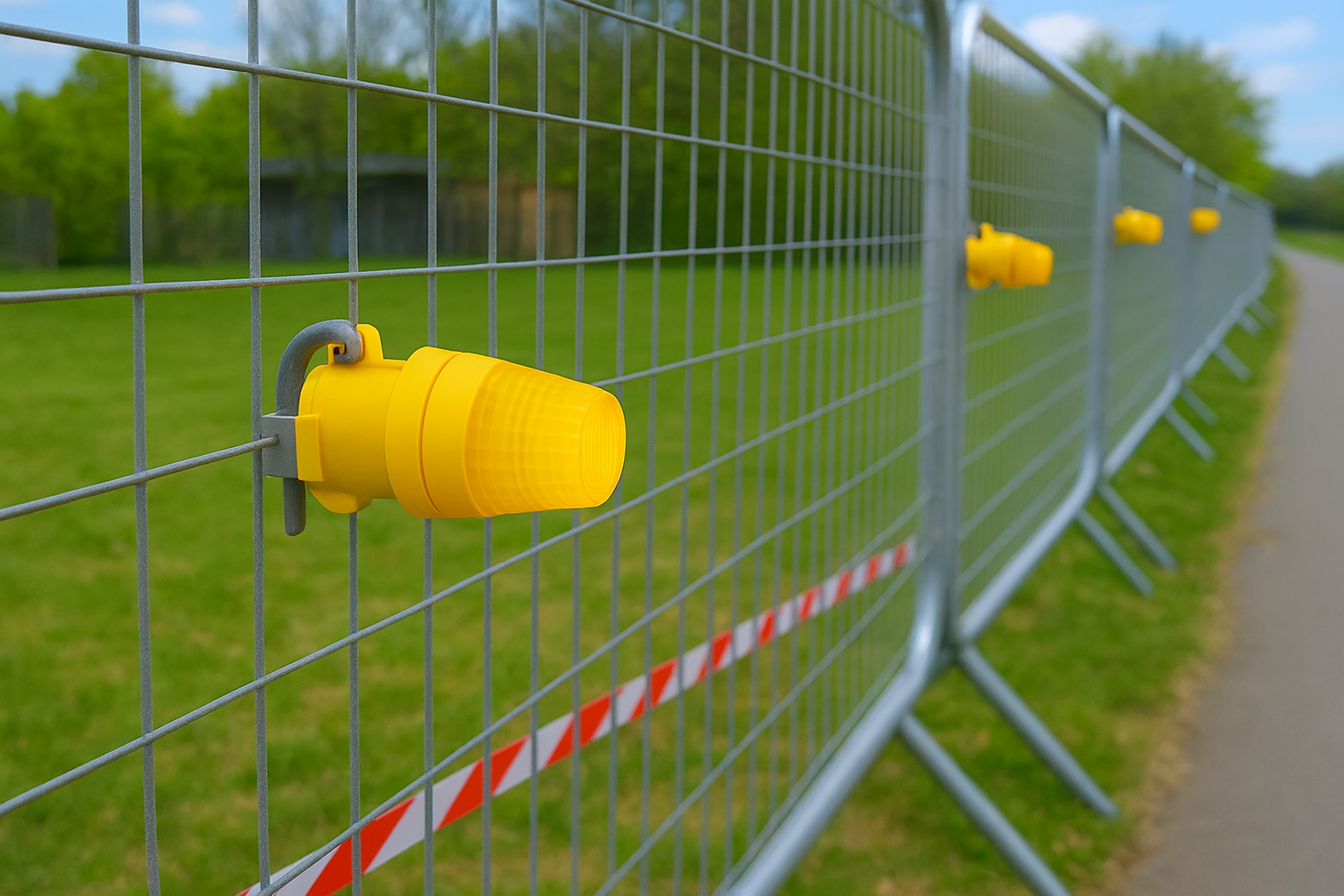 Heavy-Duty Site Safety Lamp – Side Mount | Flashing & Steady Modes | Impact-Resistant | IP54 Weatherproof | Fits Scaffolding, Barriers & HERAS Fencing