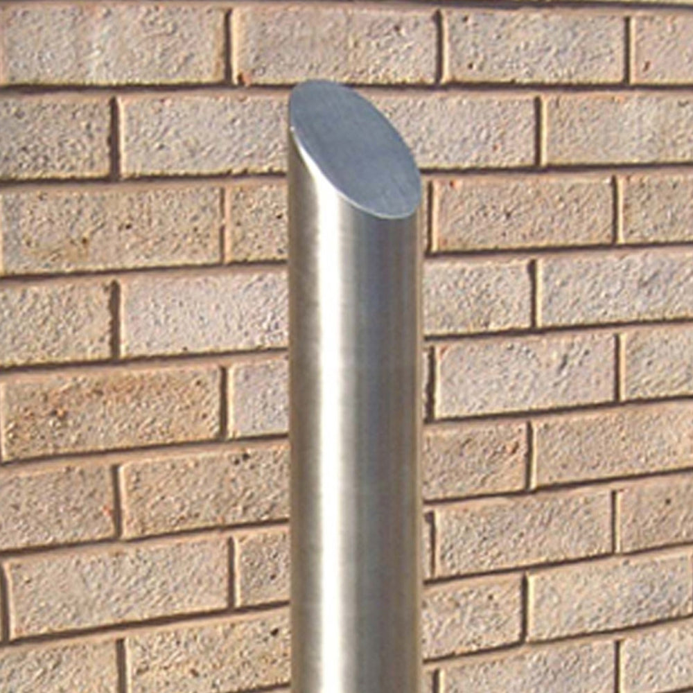 Stainless Steel Curved Edge Top Bollard – 1000mm Above Ground | 60mm–168mm Diameter | Sleek Anti-Ram Protection