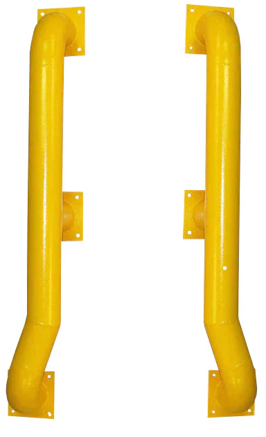 Galvanized Steel Bolt-Down Wheel Guide (Pair) • High‑Visibility Yellow • Heavy‑Duty (2040 × 405 × 365 mm)