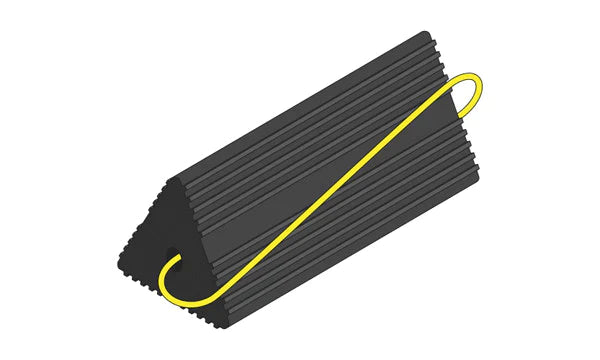 Heavy‑Duty Ribbed Rubber Aircraft Wheel Chock (225 mm Face, 21 kg) – High‑Visibility Rope Handle, Oil‑ & Weather‑Resistant