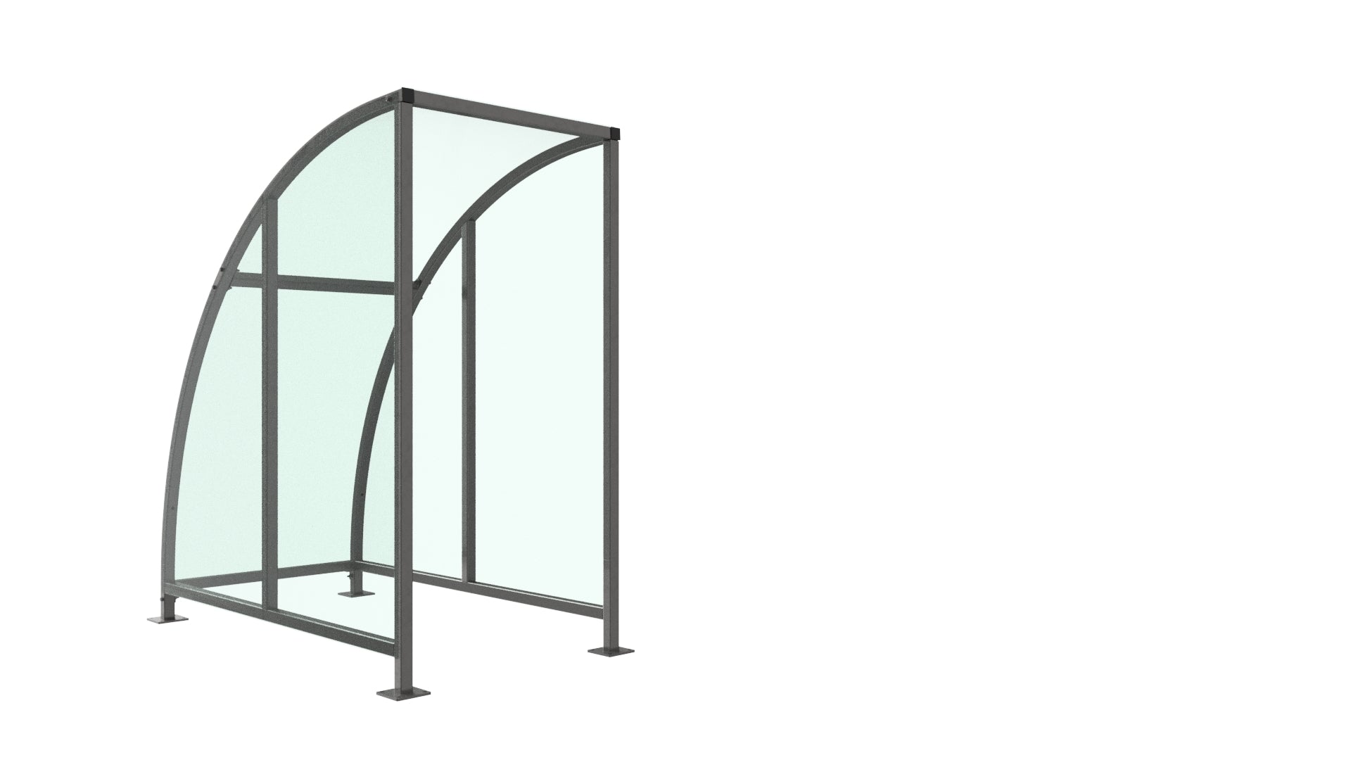 Stratford Cycle Shelter with End Panels – Modular Galvanised Steel Frame, UV-Protected Curved PETG Roof (1m–5m)