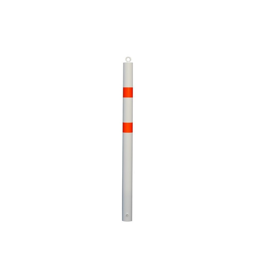 Gray 76mm White & Orange Spigot Steel Bollard & Eyelet