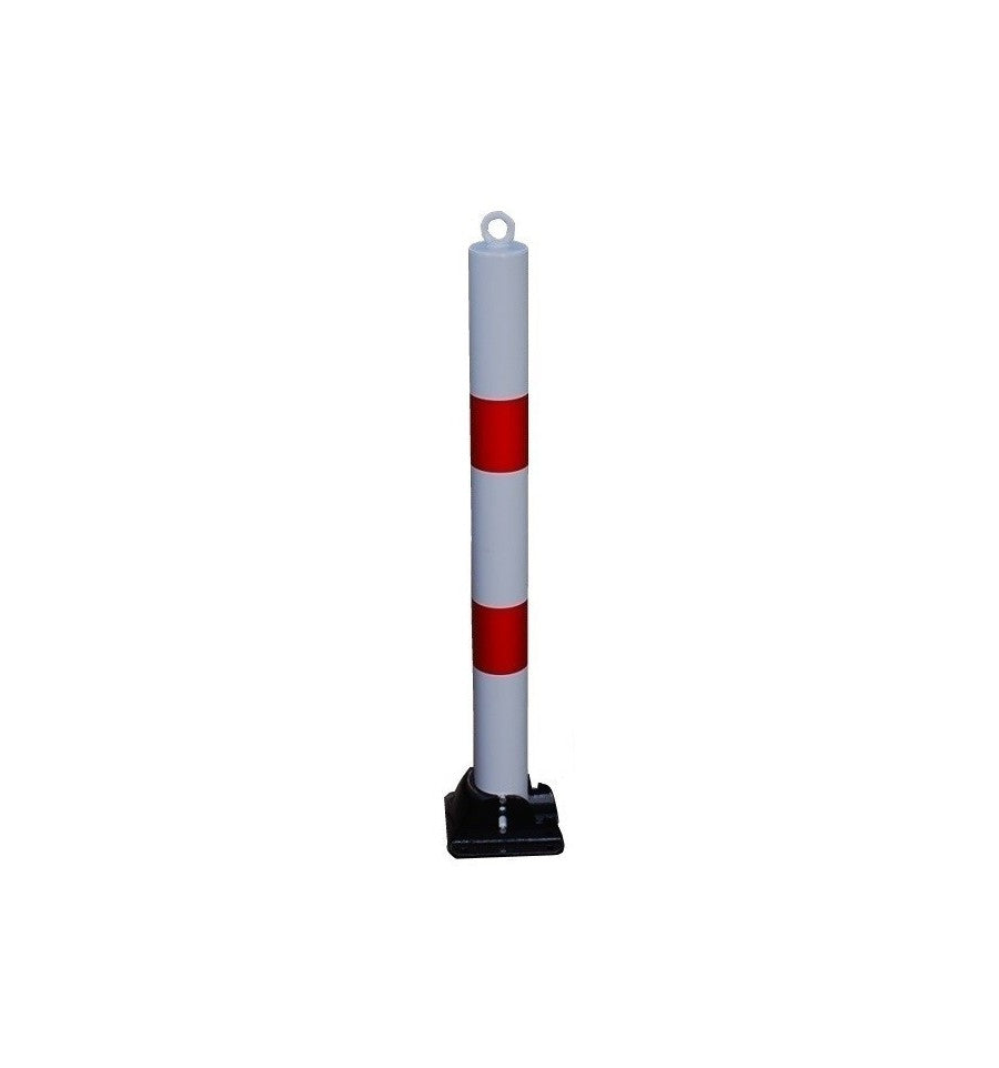 Dark Gray Red & White Medium Sized Fold Down Parking Post & Chain