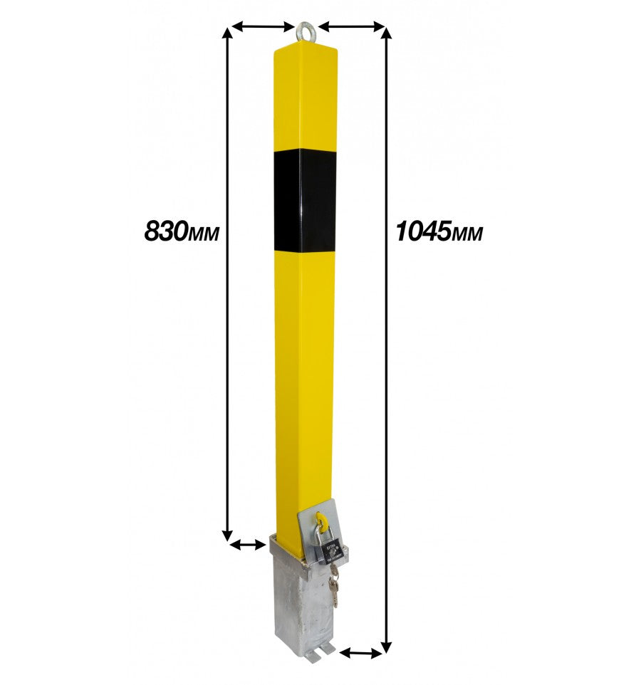 Black Heavy Duty Yellow Removable Parking & Security Post With Top Mounted Eyelet