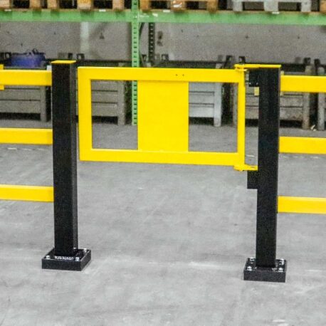 Dark Gray Railing Gate for Hybrid Railing Impact Collision System