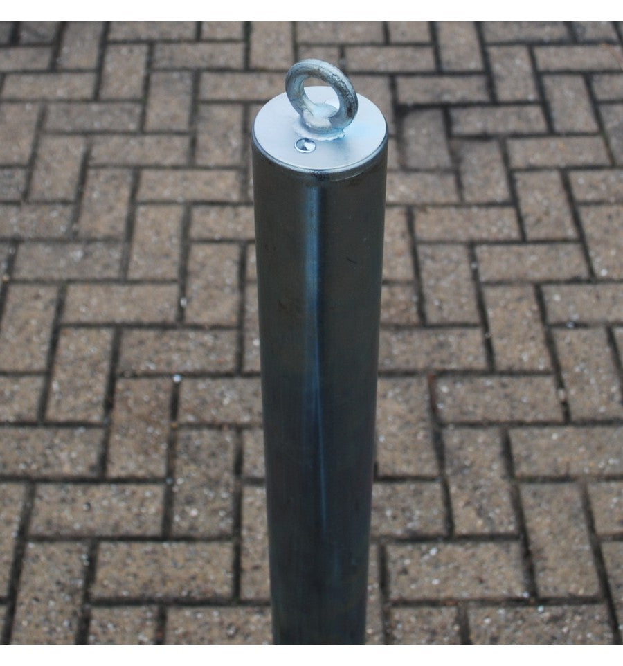 Dim Gray Galvanised 76mm Spigot Based Steel Bollard & Eyelet