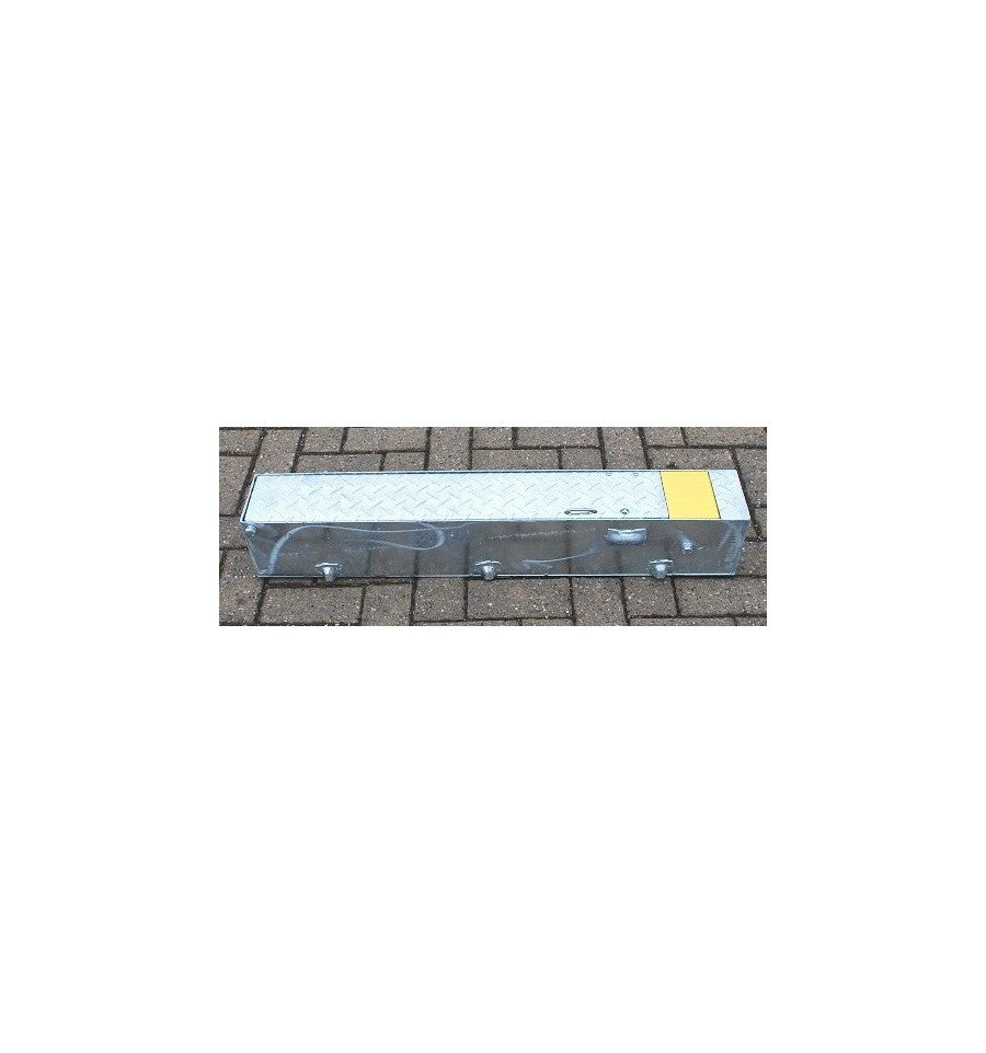 Fold Away (coffin) Parking Post - Yellow & Red - rear view | Barriers Co