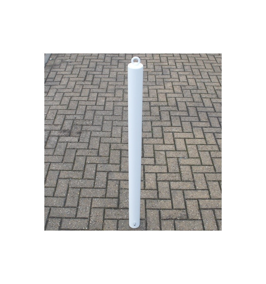 Light Slate Gray 76mm White Spigot Based Steel Fixed Bollard With Top Mounted Eyelet