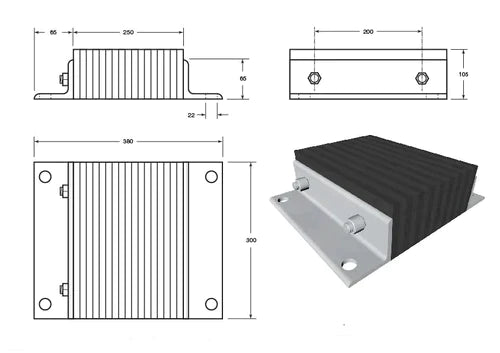 Heavy-Duty Poly Laminated Rubber Dock Bumper – 300x380x105 mm | Maximum Impact Protection for Loading Bays