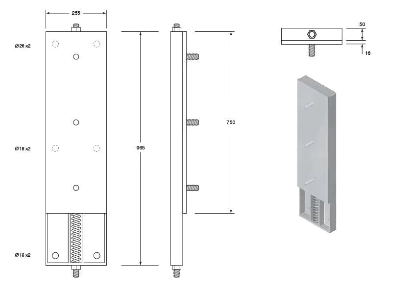 Gray 750mm Rubber Dock Bumper