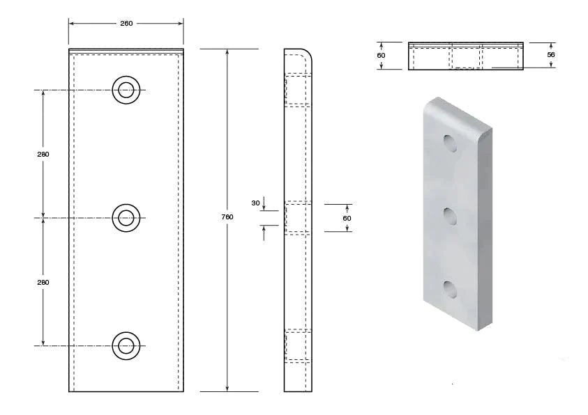 Light Gray 750mm Rubber Dock Bumper