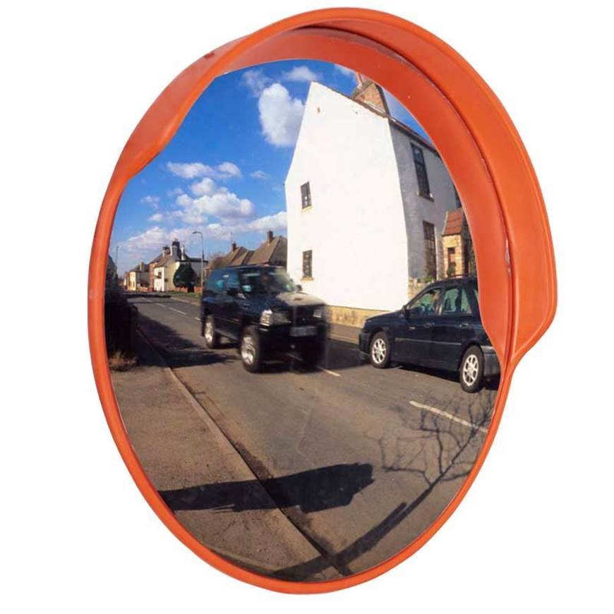 Dim Gray Convex Traffic Mirrors With Hood