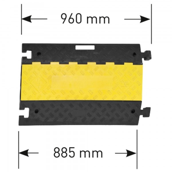 Hose Ramp 2 Heavy-Duty 2-Channel Cable Protector Ramp – HGV & Forklift Traffic Rated, Industrial Cable Cover with Hinged Safety Lid
