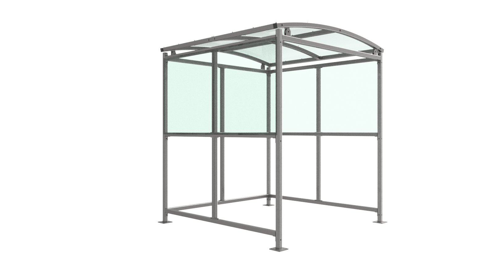 Burbank Smoking Shelter – Open-Fronted Galvanised Steel Frame with UV-Protected PETG Roof | Modular Weather-Resistant Design